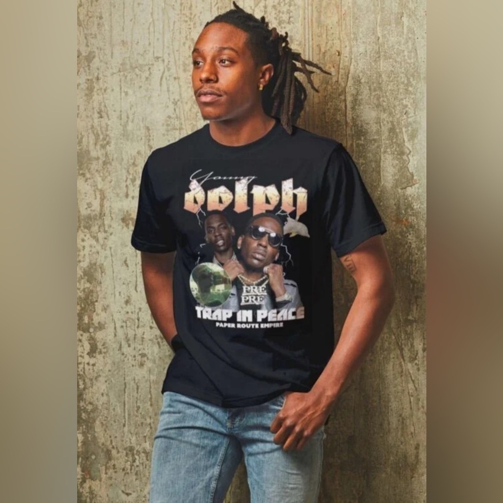 Young Dolph Black Graphic Short Sleeved Tee Shirt.  Sz XL